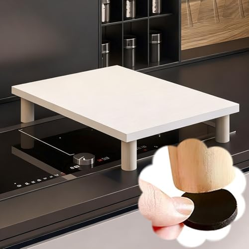 Copri Piano Cottura Coprifornello a Gas con Piedini Antiscivolo, Coprifornelli Elettrici in Stile Legno Salvaspazio, Tappetino Protettivo per Piano Cottura per Camper(A,65x60xH9.6cm(25.6x23.7x3.8))