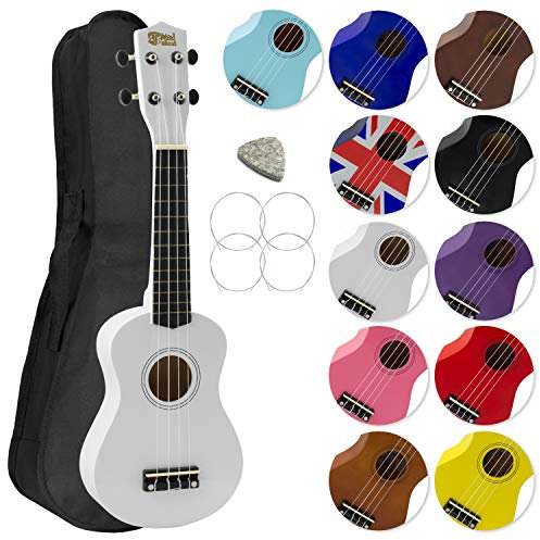 Mad About SU8-WH Sopran-Ukulele in Weiß mit einer GRATIS Gigbag, Pick und Ersatzsaiten - großartig für Schulen und Anfänger