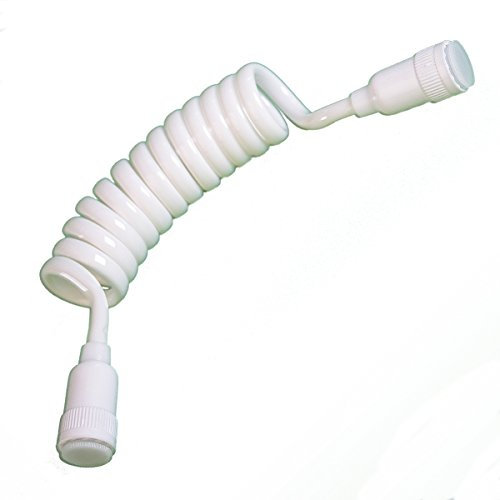 Soytich Tuyau de douche spiralé 3 m (blanc, plastique, 15 mm, 8 bar, avec joint, 3 m)