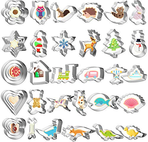 Joyoldelf Ausstechformen 40-teilig, Keksausstecher Weihnachten Dino Plätzchen Ausstecher Tier Keks Ausstechform Set für Kinder