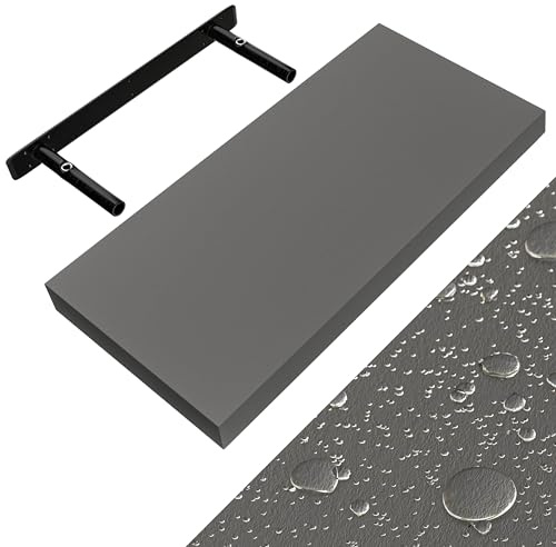 Casaria® Wandregal Holz Grau Regal mit Halterung 15kg Tragkraft Hängeregal Küche Wohnzimmer Flur Wand Schweberegal Bücherregal Regalbrett Schwebend Matt 50cm