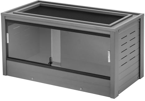 New Age Pet ECOFLEX 36 Wide Medium Reptile Habitat, Mojave Lounge for Snakes, Tortoises & Lizards in Maple, Black & Grey, Easy Assembly, Sliding Glass Doors & Mesh Top