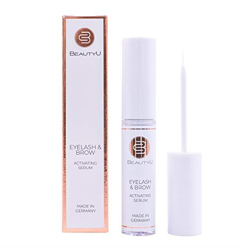 BeautyU® Wimpernserum & Augenbrauenserum mit Auftragsbürste I Pflegendes & kräftigendes Wirkstoffserum für längere & dichte Wimpern & Augenbrauen I Für professionnelle Wimpernverlängerung geeignet