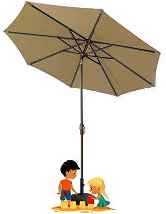 HDZNDH 270 cm Sombrilla Parasol for Jardín, Sombrilla nti UV con Manivela with 8 Costillas con Inclinación, Sombrilla Terraza Exterior, for Terraza Playa Piscina Café Jardín Patio Playa