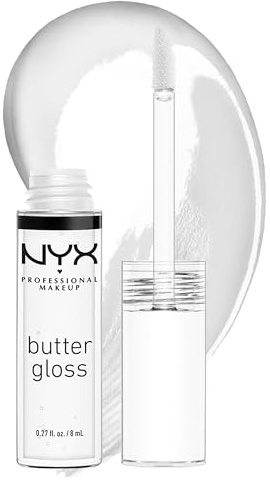 NYX Professional Makeup Lip Gloss, Butter Gloss, Non-sticky formula, Easy Application, Leaves Your Lips Feeling Silky Smooth, Glossy Finish, Shade Clear, 8ml