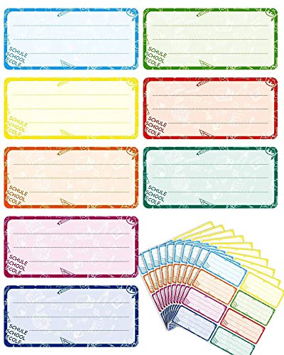 JEJA Etiketten Selbstklebend Schule Kinder 80 Stück, Aufkleber zum Beschriften, Klebeetiketten, Ordnerrücken Selbstklebend, Bunt Etiketten Schule Namensetiketten Buchetiketten Wasserflasche