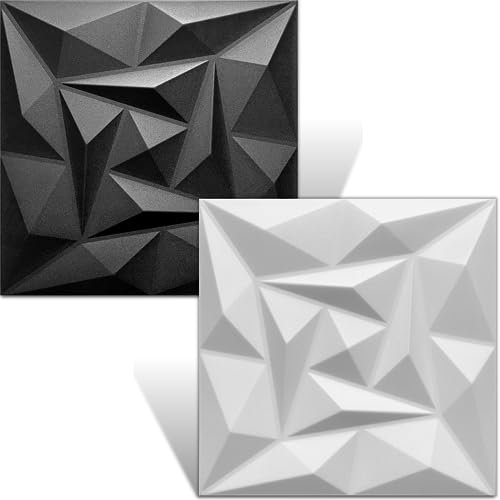 Eurodeco 3D Wandpaneele - 3D Wandverkleidung Paneele - Dekoren Deckenpaneele - Wanddeko Platten - Wandtattoos aus Polystyrol XPS Styropor - 50 x 50 cm, 3 mm Stärke, Weiß Quarz, 8 Stück (2m²)