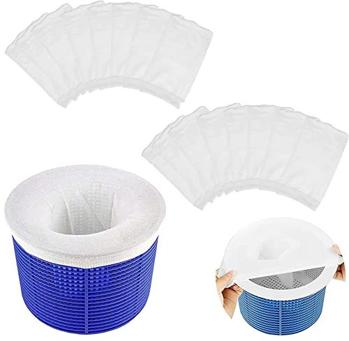 Yrlehoo Pack of 20 Pool Skimmer Socks, Swimming Pool Skimmer Socks, Skimmer Filter Saver Net, Pool Skimmer Filter Nylon Net for Skimmer Basket, Removes Slags, Scum, Insects, Leaves