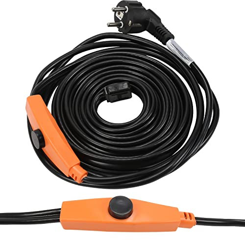 Jopassy Câble chauffant antigel de 4 m, câble chauffant de 64 W, câble antigel avec thermostat, chauffage accompagné de tuyaux avec interrupteur automatique, bande chauffante pour conduites d'eau dans