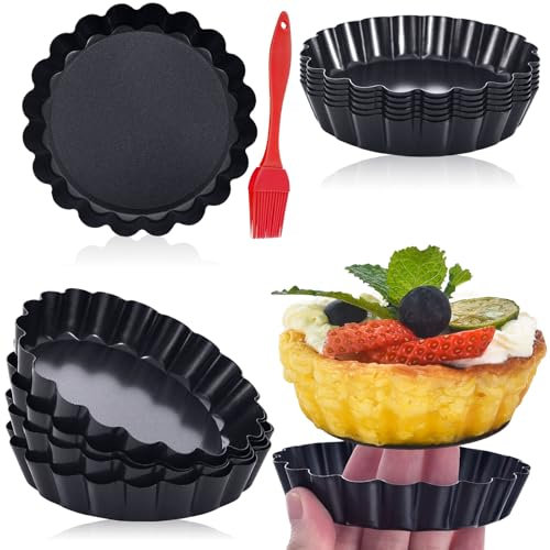 DATANYA Mini Tart Pans 4 Inch with Removable Bottom Quiche Pans 16PACKS