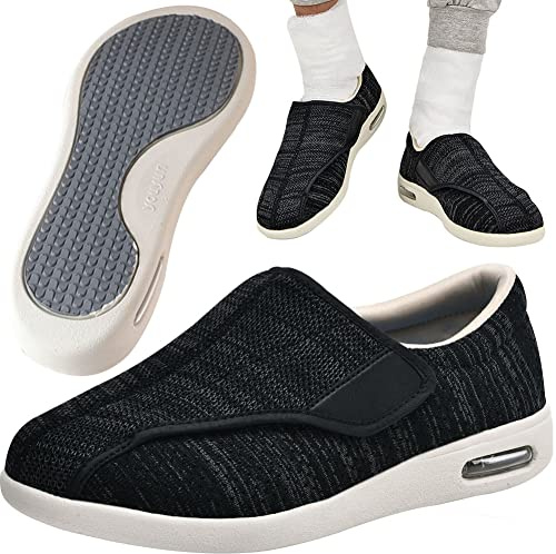 Aocase Zapatos Ancho Especial Hombre, Pies Hinchados, Zapatos para Pies Planos Hombre, Zapatos Especiales para Juanetes, Extra Ancha y de Rejilla Zapatos Deportivos Casuales Ajustables