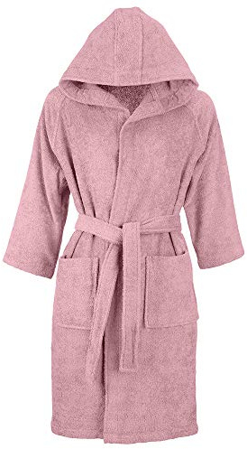 INTRECCI Accappatoio Tinta Unita Unisex Adulto in Cotone, Accappatoio in Morbida Spugna di Cotone Asciugatura Rapida con Tasche e Cappuccio (Taglia XL, Orchidea)