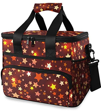 Picknick-Kühltasche, 15 l, 24 Dosen, mit Sternendruck, isolierte Lunch-Tasche, Kühltaschen für Reisen, Camping, Grillen, Outdoor-Aktivitäten, Griffe, Schultergurt