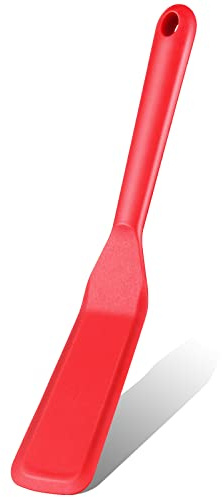 Crepe Spatula Narrow Silicone Thin Spatula Omelet Turner Multifunctional Long Heat Resistant Cooking Non Stick Pancake for Omelet Crepes Cooking Egg Burgers Pizza Pancake Steak(Red)