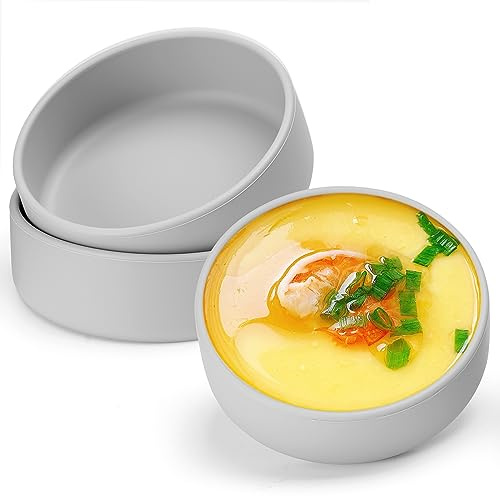 Huevos de silicona para microondas, paquete de 3 moldes para freidora de aire, hueveras, hueveras individuales para sándwiches, desayuno, color gris