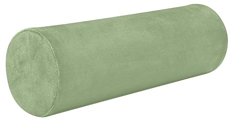 YETTASBIN Sage Green Solid Color Cylinder Round Pillow for Neck Pain Relief, Soft Breathable Bolster Travel Memory Foam Pillow with Removable Washable Cover for Bed Sleeping, Head, Legs and Back
