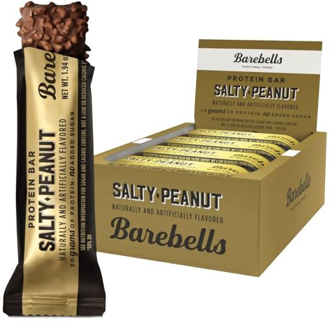 Barebells Barra de proteína alta en proteínas y baja en carbohidratos, 12 x 55 g, barra de proteína baja en azúcar con 20 g de proteína (cacahuete salado)