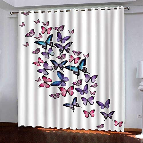 Vorhang, Kinderzimmer, 3D Bunter Schmetterling 150 (B) X 166 (H) cm Kindervorhänge Mit Ösen, Polyestervorhänge, Wärmeschutzvorhang, Blickdichter Vorhang Mit Ösen, Kindervorhänge Für Wohnzimmer, Schla