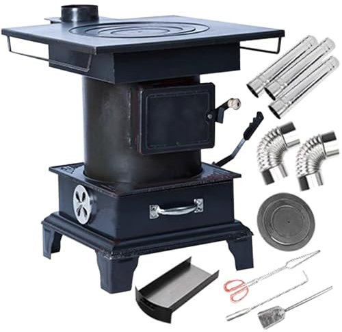 UZSPAC Cocina de Leña Hierro Fundido Multifunción Estufa de Leña Utilizado para Cocinar, Calentar y Hacer Picnics Múltiples Combustibles Disponibles (Size : L)