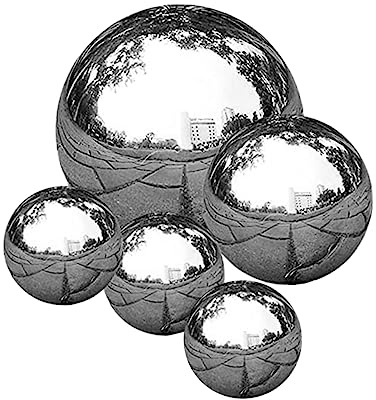 BESPORTBLE Edelstahl Spiegelkugeln Gartenkugeln 5 Stück Hohlkugeln Reflektierend Poliert Außendekoration Terrasse Rasen