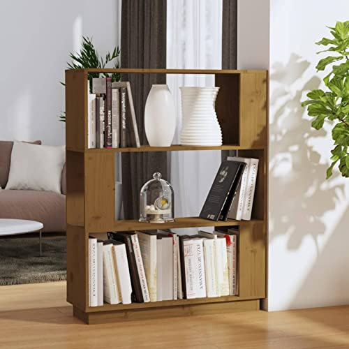 ARKEM Bücherregal/Raumteiler Honigbraun 80x25x101 cm Kiefer Raumteiler Regal Schrank BüCherregal Regal Raumteiler Storage Shelves MöBel-BüCherregal Massivholz