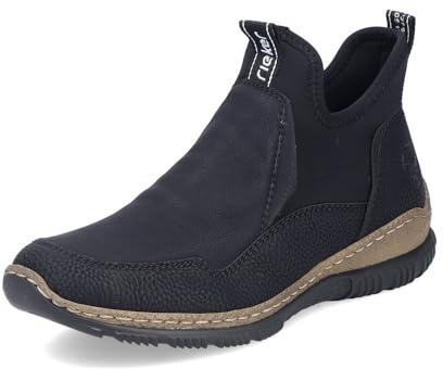 Rieker Damen Ankle Boots N3275, Frauen Stiefeletten,uebergangsstiefel,flach,Stiefel,Bootee,Booties,halbstiefel,Kurzstiefel,schwarz (01),37 EU / 4 UK