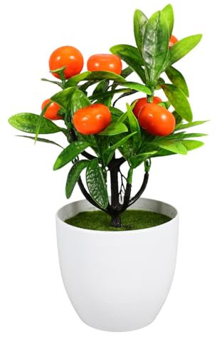 Cabilock Künstlicher Obstbaum Im Topf Realistischer Bonsai Für Tischdekoration Künstliche Orangenpflanze Für Wohnzimmer Büro Und Garten Elegante Heimdekoration Und Nachhaltige