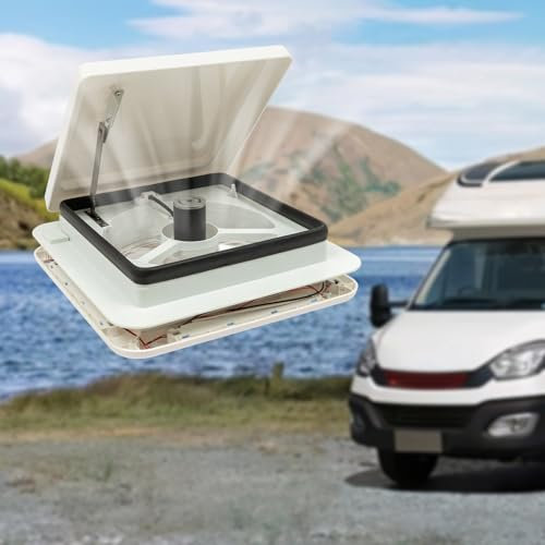 Kozivmo Ventilación para autocaravana – 10 grandes aspas – 30 m³/min de suministro – Ventilador de techo – Ventilador de techo Reversible Extractor de aire, extremadamente silencioso y permanente