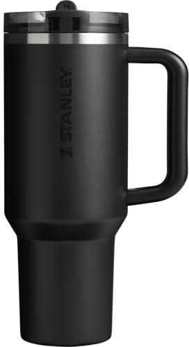 Stanley Quencher ProTour Flip Straw Tumbler with Leakproof Lid 40 oz | Built-In Straw & Handle | Cupholder Compatible for Travel | Insulated Stainless Steel Cup | BPA-Free | Black Solid