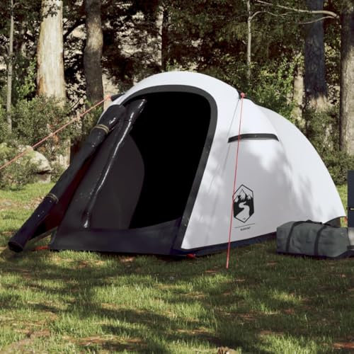 Homgoday Tunnel-Campingzelt 2 Personen Tunnelzelt Familienzelt Campingzelt Gruppenzelt Gartenzelt Zelt für Camping Reise Trekking Garten Wasserdicht Weiß Dunkel
