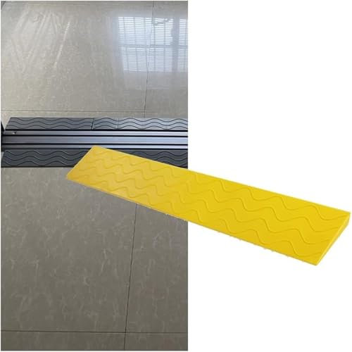 Schwellenrampe, Rollstuhlrampe, Trolley-Stufenrampe aus Kunststoff, dreieckige Rampen, rutschfestes Schrägkissen für Einfahrten, Stufen, Treppen, 5 Farben, 12 Größen (Gelb, 100 x 10 x 3 cm)