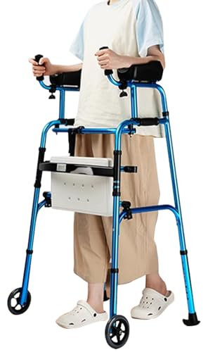 Verstellbarer Gehbock Klappbarer , faltbarer Gehhilfe mit abnehmbarer Armlehne, klappbare Gehhilfe mit Standhilfe und höhenverstellbarem, klappbarem Standard-Gehhilfe für Senioren und ältere Mensche
