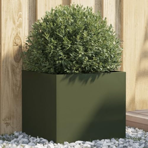 Xichuzi Jardinera de Acero Laminado en frío Verde Oliva 42x40x39 cm, Huerto Urbano Terraza, Jardineras Exterior, Jardineria Maceteros, Mesa De Cultivo, Huerto En Casa - 841553