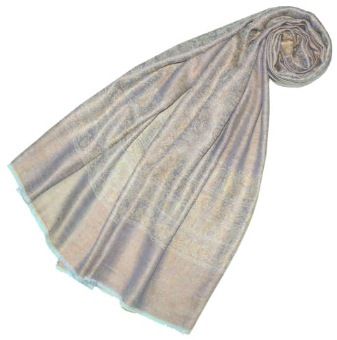 Lorenzo Cana Luxus Wollschal Seidenschal Damenschal Schaltuch Schal jacquard gewebt Naturfasern 50% Wolle 50% Seide Beige Hellblau Gelb 78577