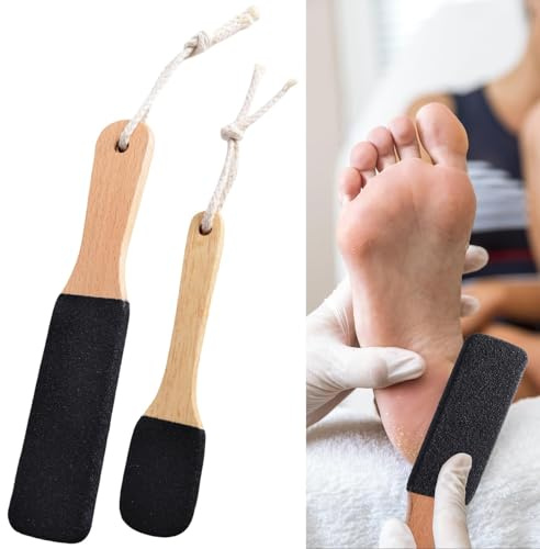 Lot de 2 limes à pieds et pierre ponce pour peaux dures – Bois de hêtre de qualité supérieure et carbure de silicium pour pieds et mains lisses
