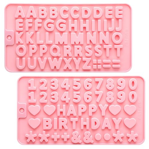 XLIUAX 2 Stück Buchstaben Zahlen Silikonform, Alphabet Zahlen Backform A-Z & 0-9 Gießformen Schokoladenform Candy Gummy Formen für Kuchen, Backen, Schokolade, Eisbrocken, Seifenform