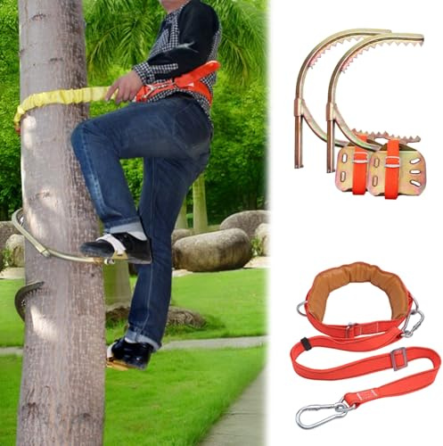 baumklettern Spike steigeisen Baumkletterausrüstung Für Baumarbeiten, Verstellbares Kletterspike-Zähne-Set Für Obstpflücken/Jagen/Beobachten/Sport Im Freien, Leicht Zu Tragen(250mm (9 4/5))