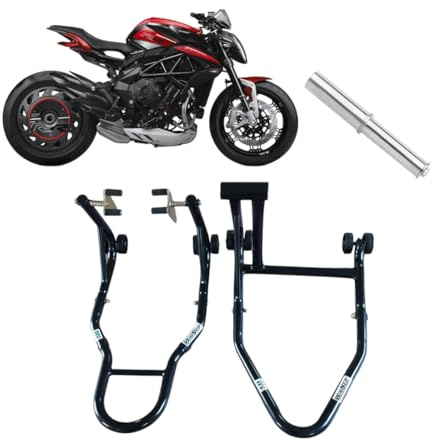 Coppia cavalletti alzamoto alza moto per alzare sollevare le ruote posteriore e anteriore monobraccio compatibile con MV Agusta Dragstar 800