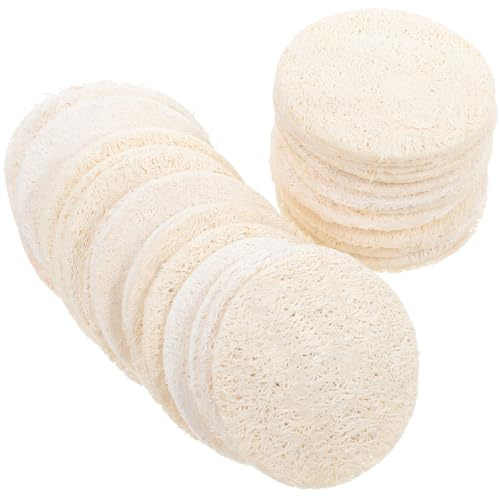 Gesichtspeeling Pads aus Luffa 36 Stück für Gesicht und Haut | Beige, Weicht in Wasser, Sanftes Peeling, Tägliche Routine und Dusche, Vielseitige Anwendung