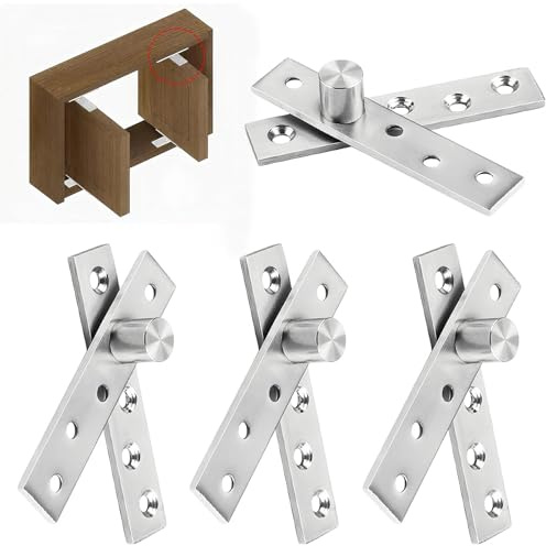 HECHKJ 4 Paires de Charnières Pivotantes 270/360° en Acier Inoxydable, Charnières Invisibles à Rotation Cachée pour Portes, 95×18 mm, Utilisation pour Cuisine, Chambre, Salle de Séjour
