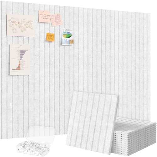 Lifewit Tableau en Feutre Adhésif Décoratif Haut de Gamme, Lot de 12 Panneaux-120x90 cm, Idéal pour Afficher Notes et Photos au Bureau ou à la Maison, 50 Punaises Incluses, Alternative au Liège, Gris