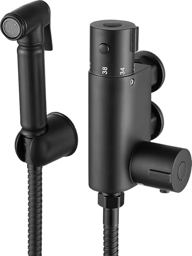 Handheld Bidet Sprayer for Toilet – Muslim Shower Toilet Bidet Sprayer Kit, Portable Bidet Spray, Jet Spray for Toilet, Bidet Attachment for Toilet, Bidet Bottle Style Cleaning Spray (Matt Black)