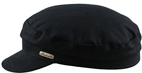 Sterkowski Trawler Schippermütze | Baumwoll Segelmütze für den Sommer | Fischerhut Herren schiebermütze Herren Fischerhut Damen schiebermütze Herren Sommer schirmmütze Herren 59 cm Schwarz