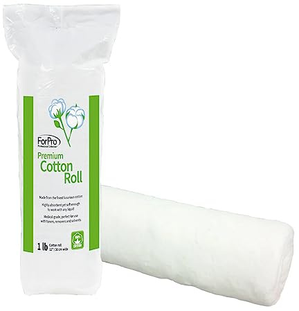 ForPro Professional Collection Premium Cotton Roll for Cosmetic Application and Product Removal, White, 30.5 cm Wide, 0.5 kg