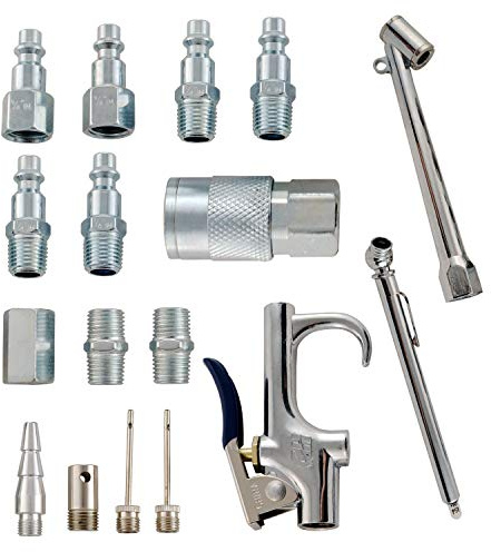Accessory Kit, 17 Piece Compressor Inflation Kit, with Blow Gun, Air Chucks, & Inflation Needles (Campbell Hausfeld MP284701AV)