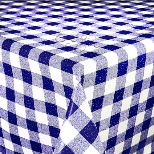 Wachstuch Wachstischdecke Tischdecke Gartentischdecke Klassik Kariert Blau Breite & Länge wählbar 130 x 160 cm Eckig abwaschbar
