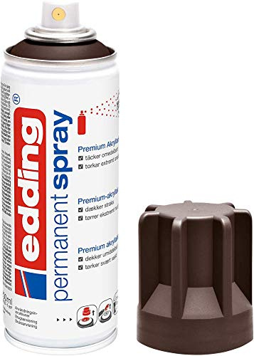edding 5200 spray permanente - chocolate mate - 200 ml - pintura acrílica para pintar y decorar vidrio, metal, madera, cerámica, plástico, lienzo - aerosol, spray acrílico, spray de pintura
