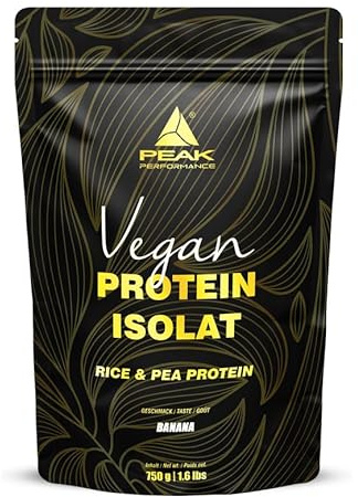 PEAK Vegan Protein - 750g Geschmack Banana I 25 Portionen I Pulver I pflanzliches Mehrkomponentenprotein I Erbse - I Reisprotein I Muskelaufbau I Süße aus Stevia I GMO-free