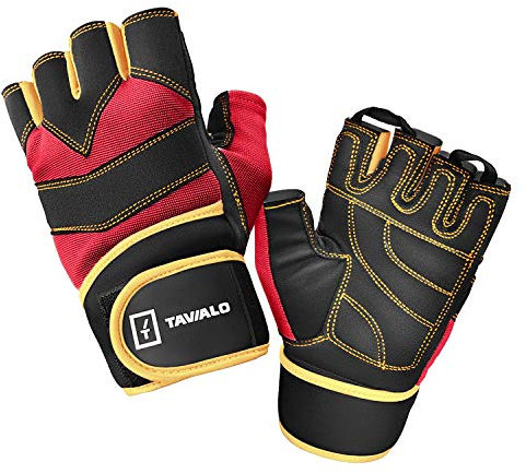 TAVIALO Fitnesshandschuhe Herren mit doppelter Leder-Handfläche - Trainingshandschuhe M L | Anti-Rutsch Gym Handschuhe Kraftsport Gewichtheben | Handgelenkstütze