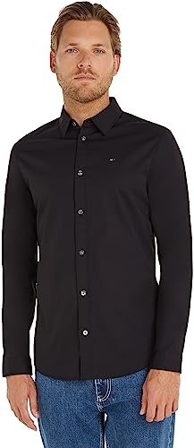 Tommy Jeans Herren Tjm Original Stretch Shirt Dm0dm04405 Langarmhemden Gewebte Oberteile, Black (Tommy Black), 3XL EU